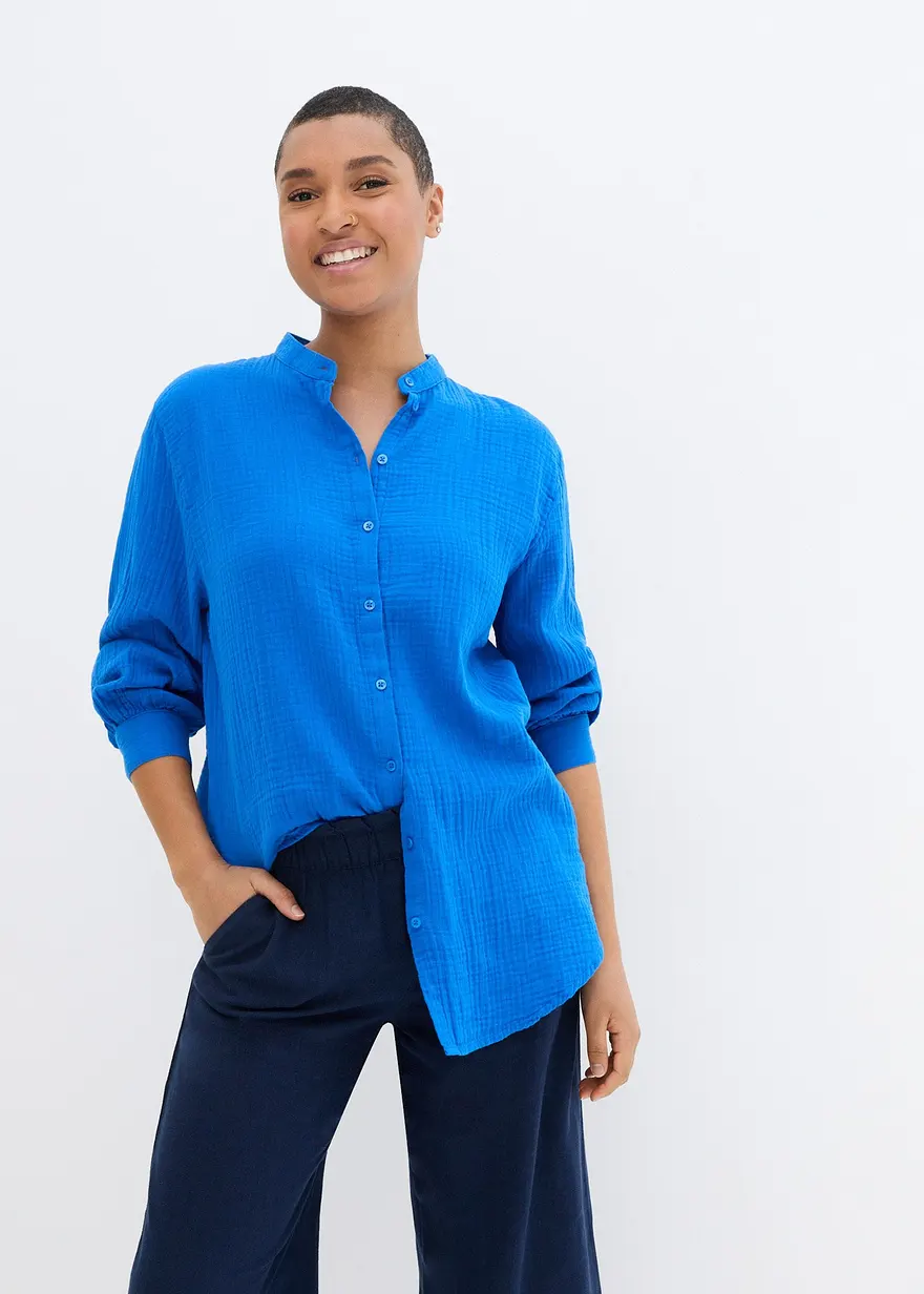 Musselin-Longbluse aus Baumwolle