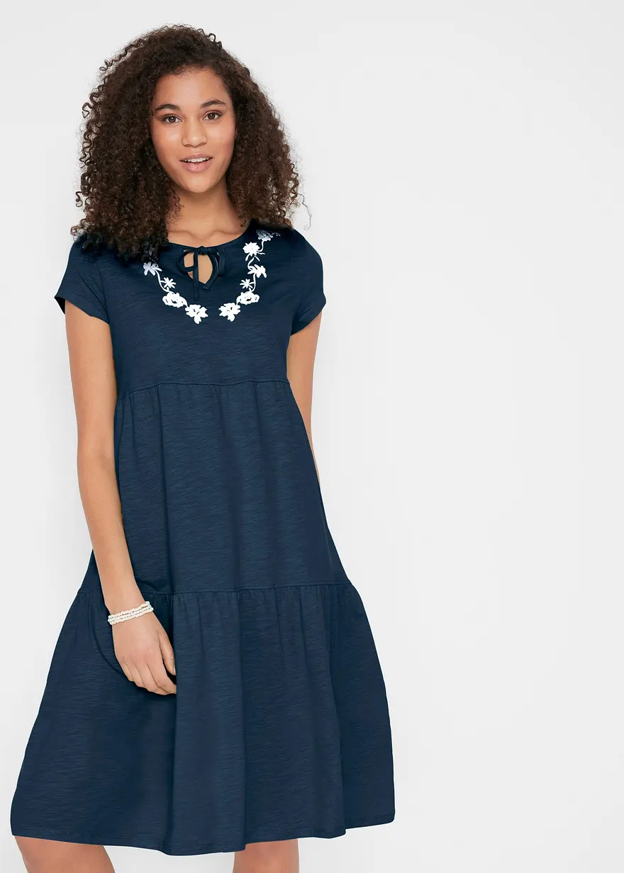 Baumwoll Tunika-Kleid, kurzarm