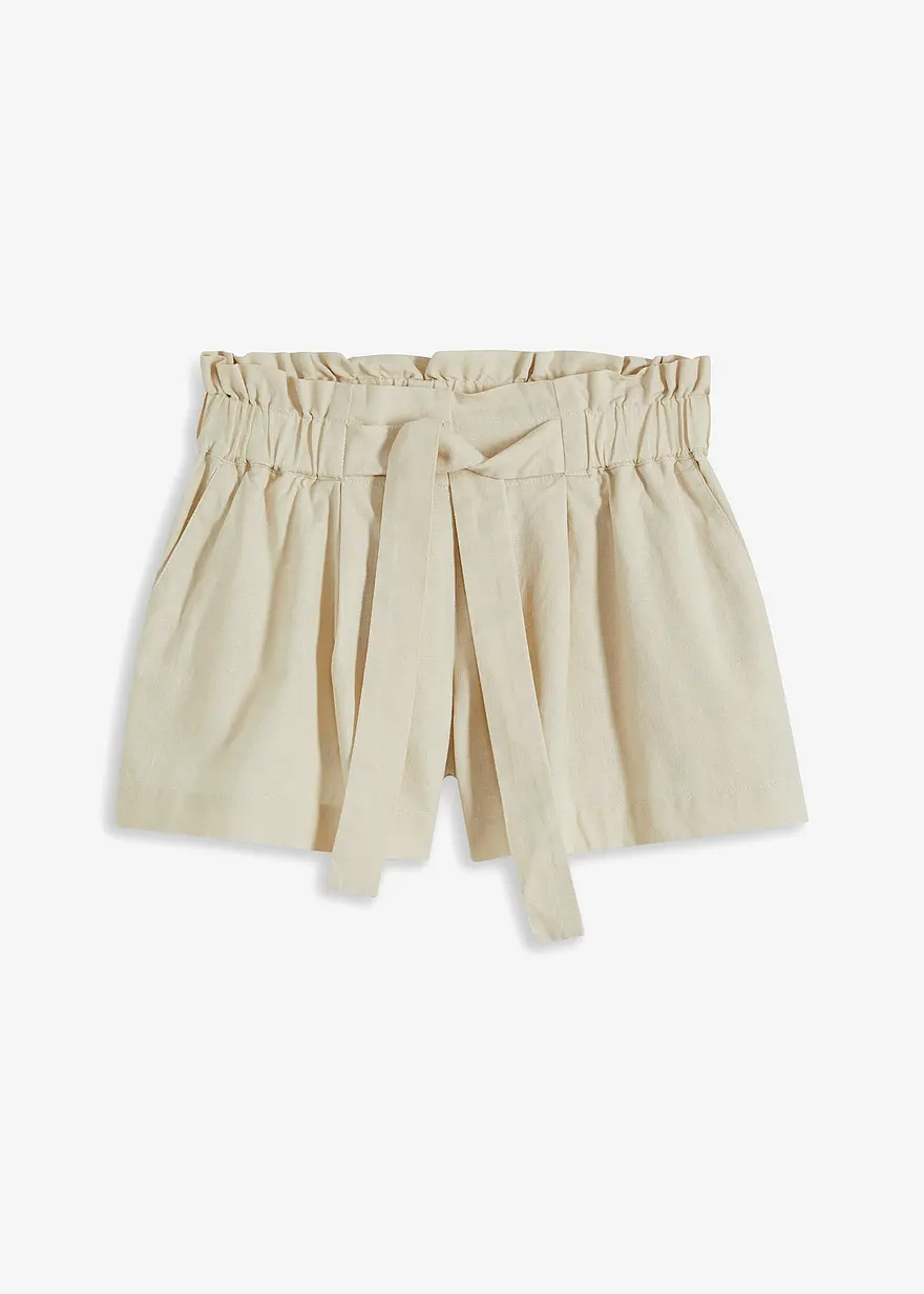 Leinenshorts mit hohem Bund
