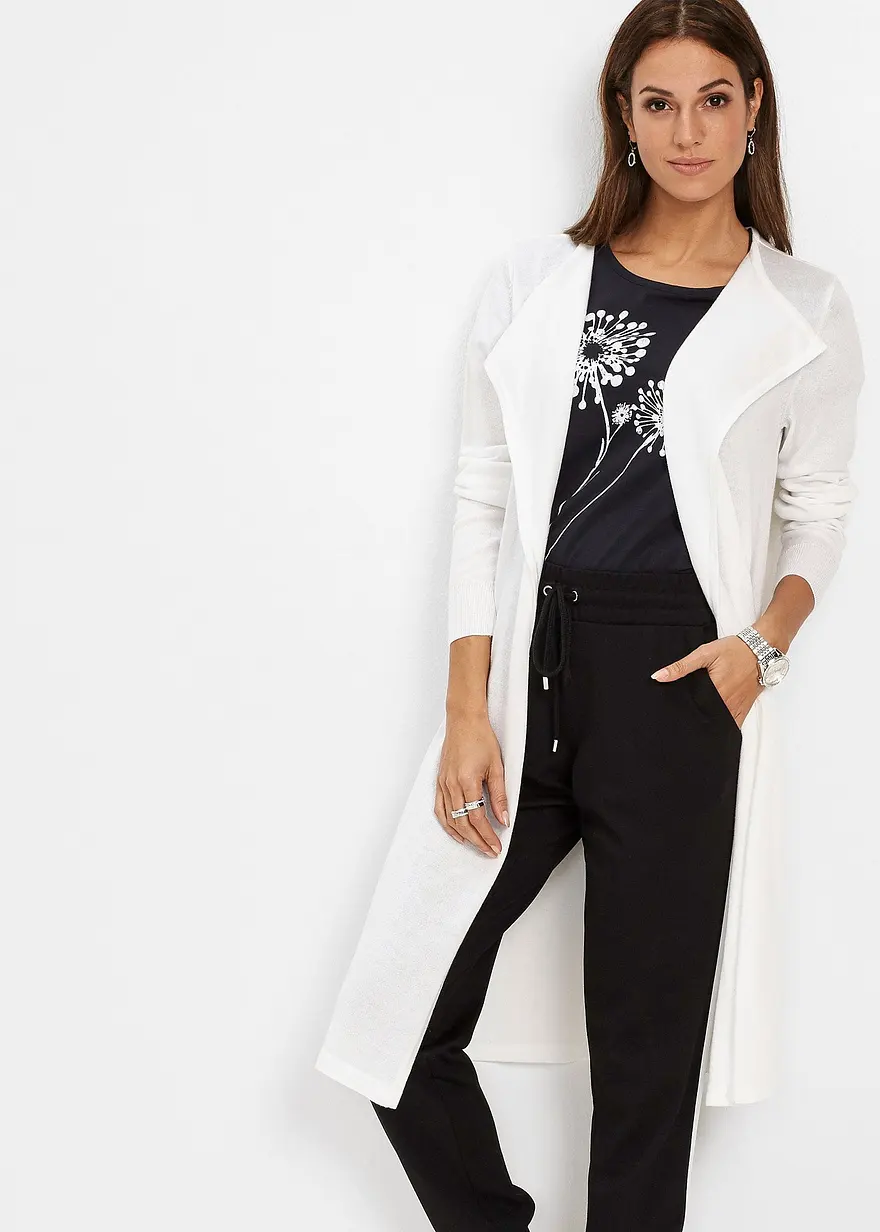 Long-Strickjacke mit Baumwolle