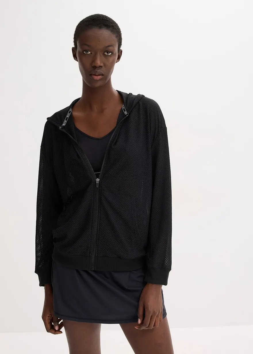 Transparente Sportjacke aus Mesh, oversized