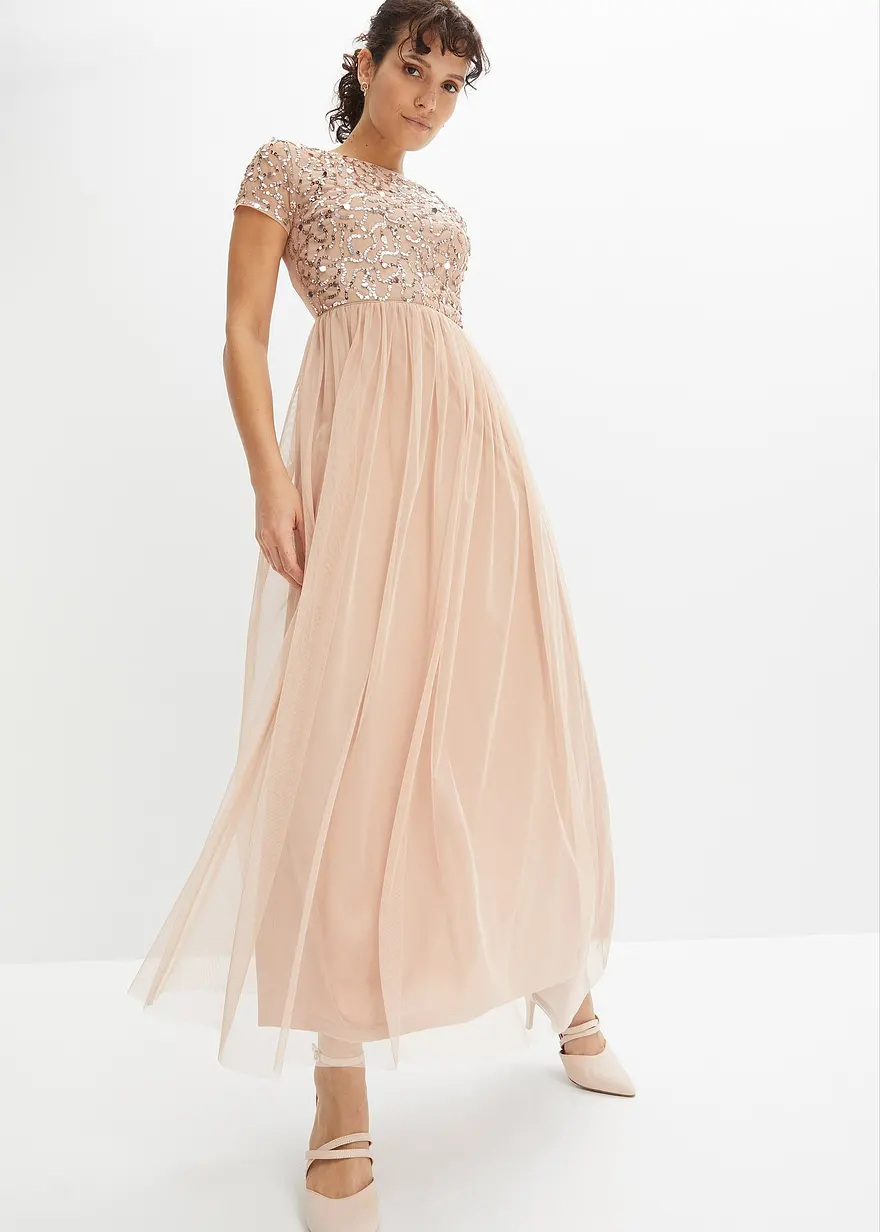 Maxikleid mit Paillettenstickerei