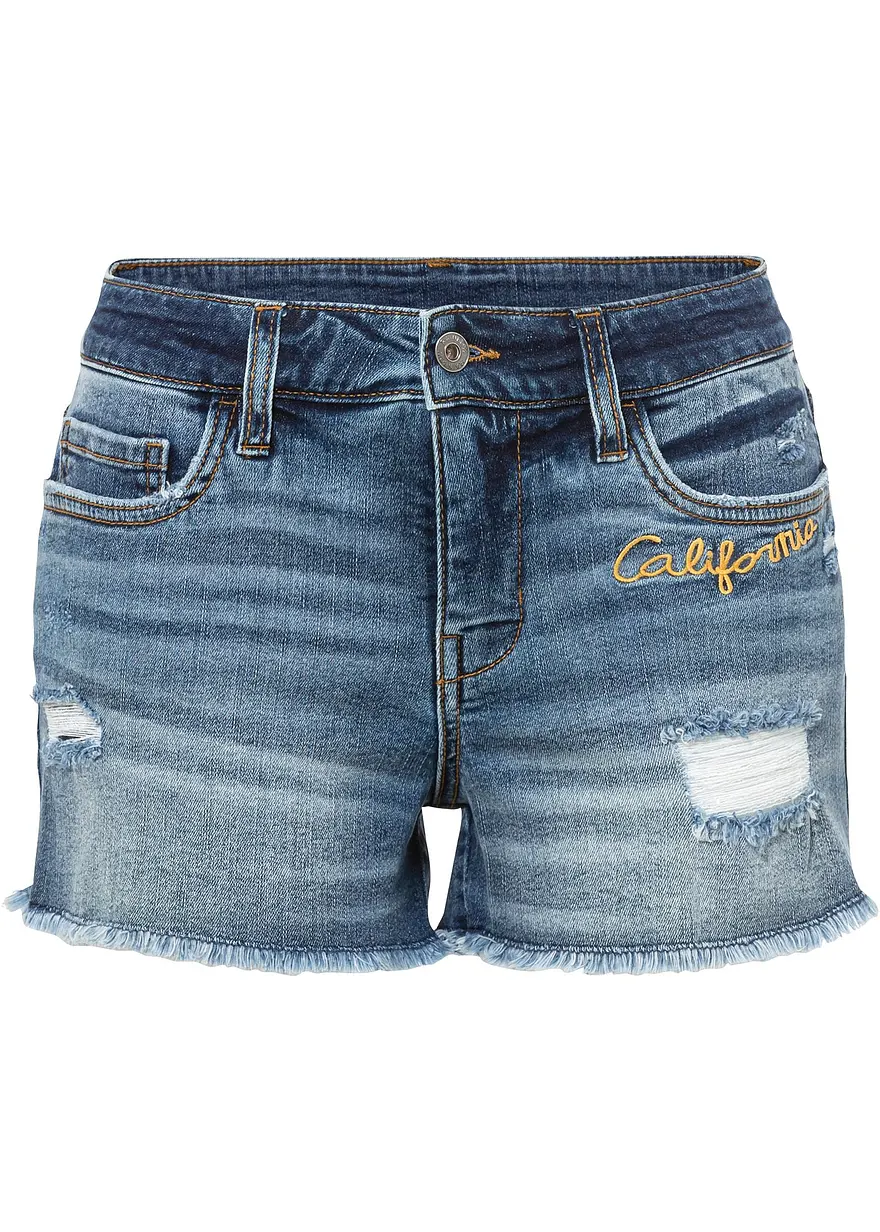 Jeansshorts Mid Waist mit Stickerei