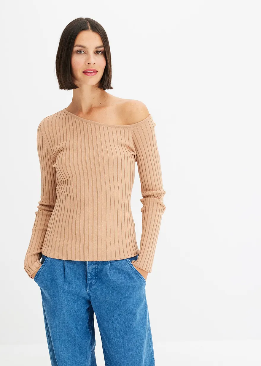 One Shoulder Rib-shirt