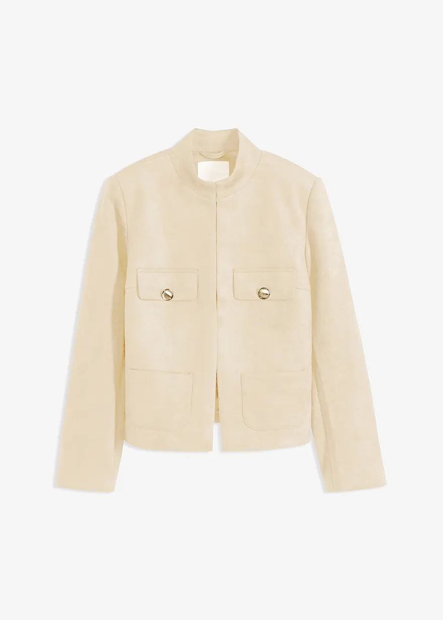 Kurze Velourlederimitat-Jacke