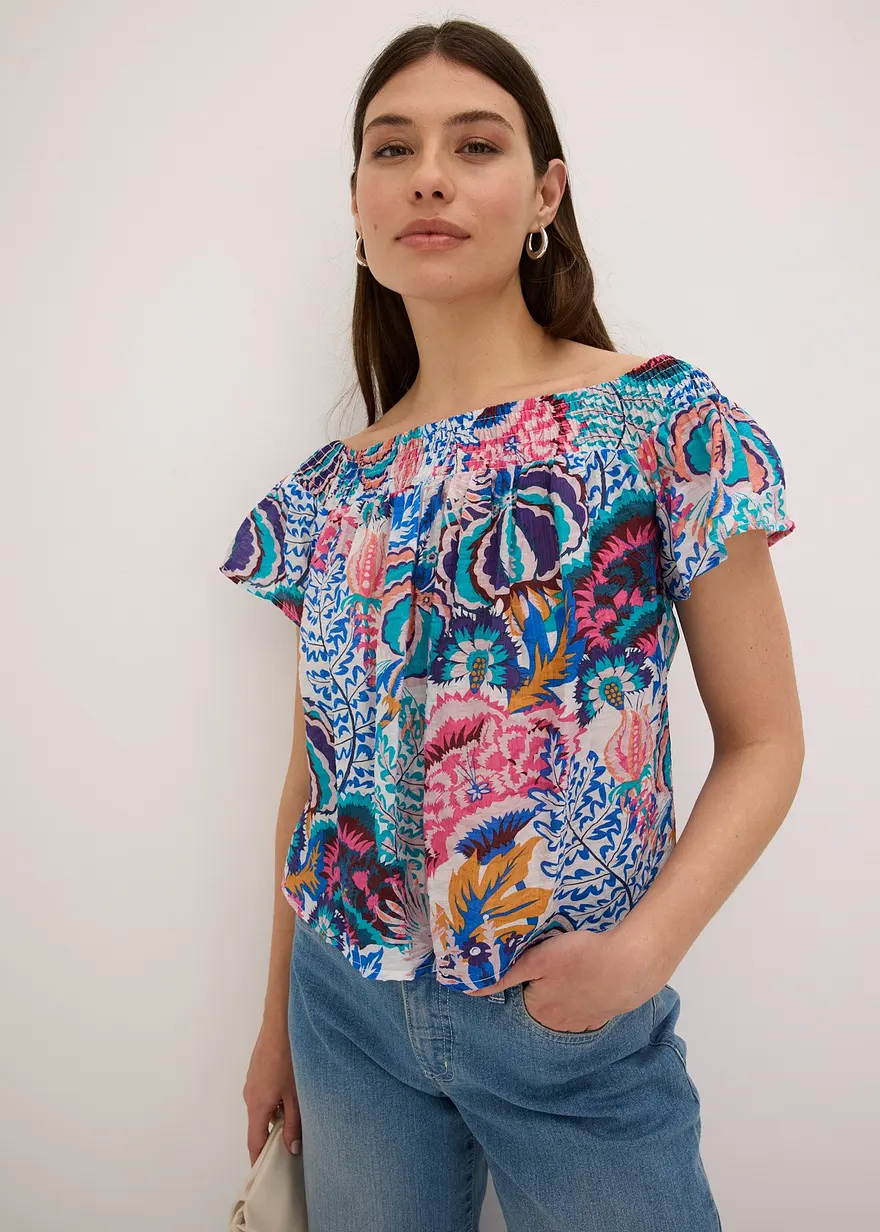 Carmenbluse aus leichtem Viskose Mix