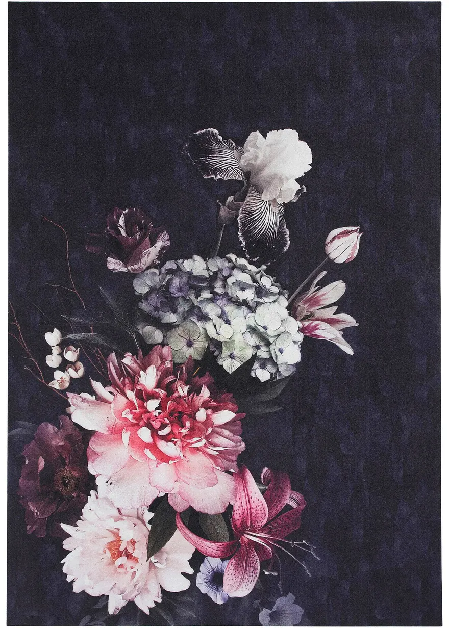 Waschbarer Teppich mit großen Blumen
