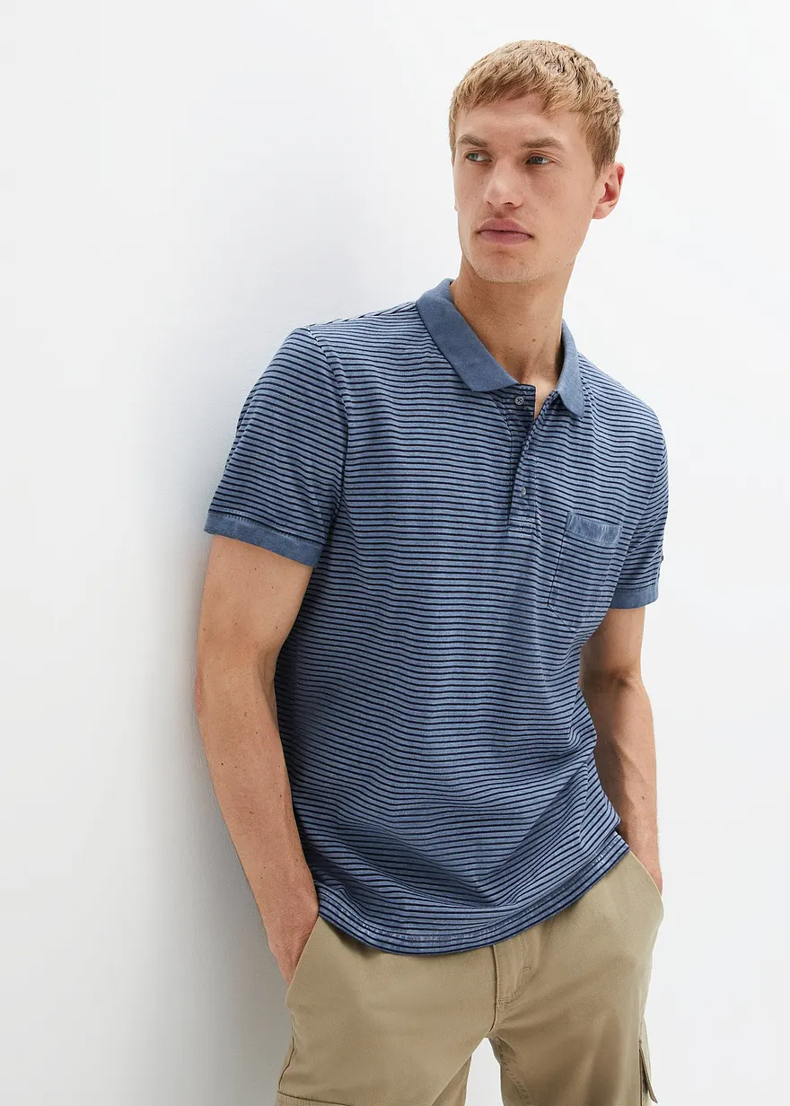 Poloshirt in gewaschener Optik, Kurzarm