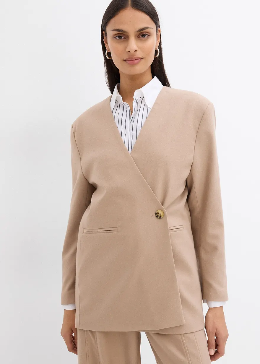 Oversize-Blazer mit Verschlussvarianten aus Viskose-Mix