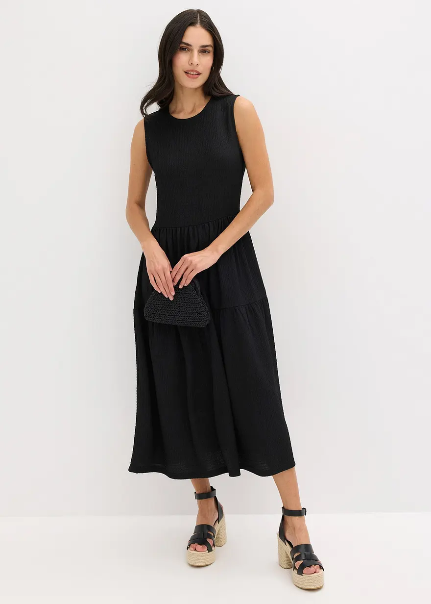 Midikleid aus strukturiertem Jersey mit Ausschnitt am Rücken