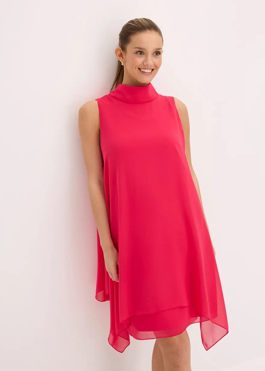 Chiffonkleid mit Schalkragen