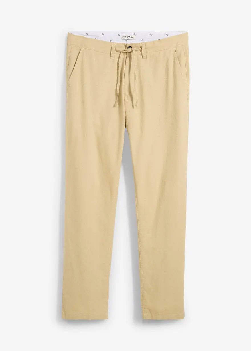 Regular Fit Schlupf-Chinohose mit Leinen, Straight