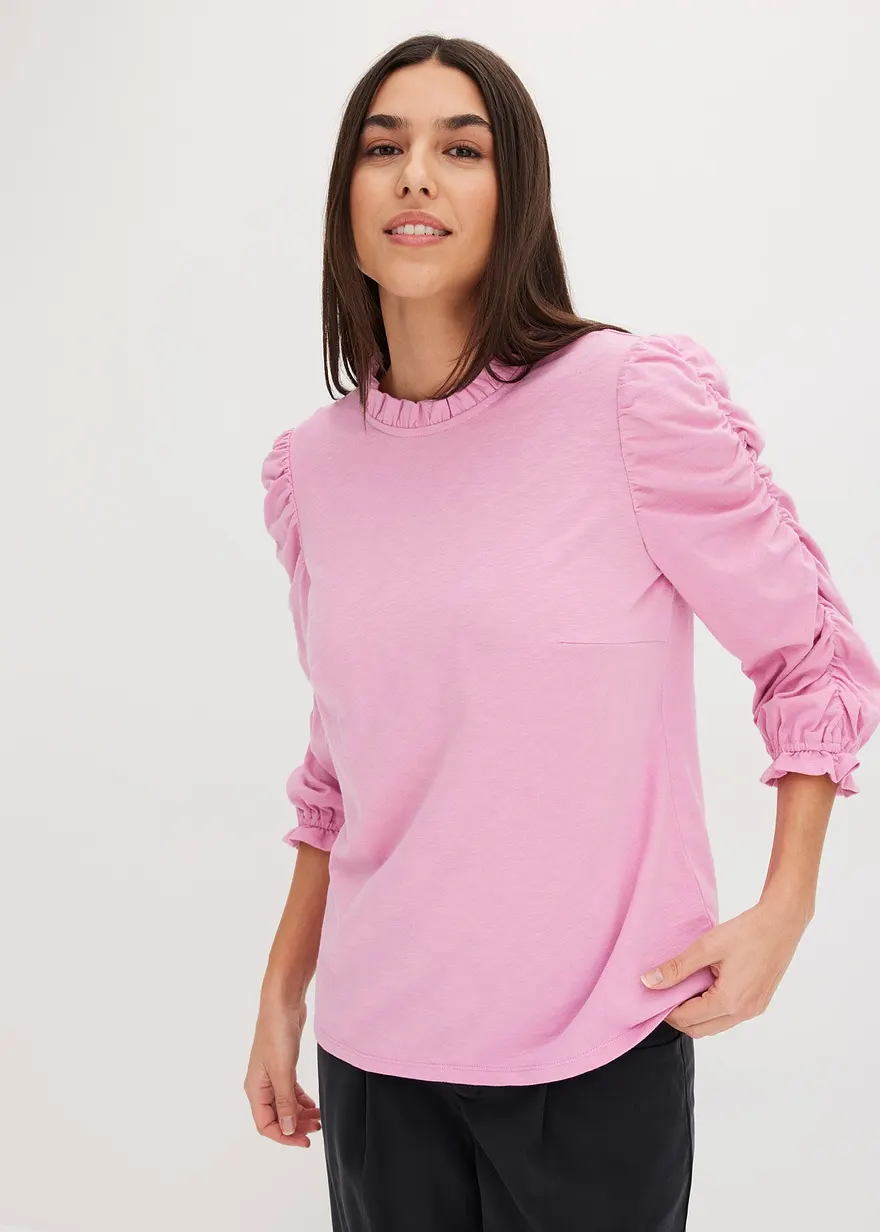 3/4-Arm Shirt mit Raffung