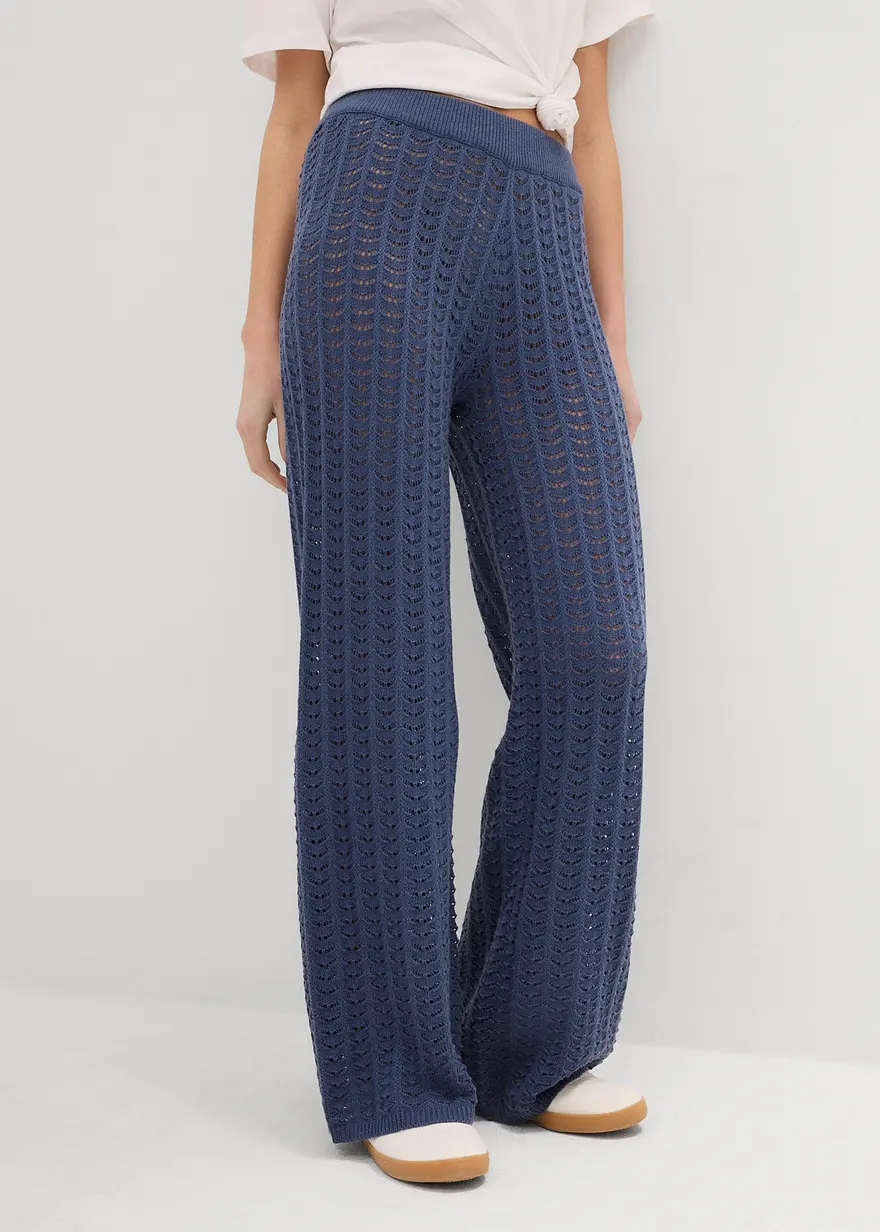 Strick-Schlupfhose mit Lochmuster