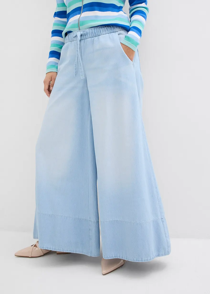 Wide-Leg-Jeans, Mid Waist, Bequembund