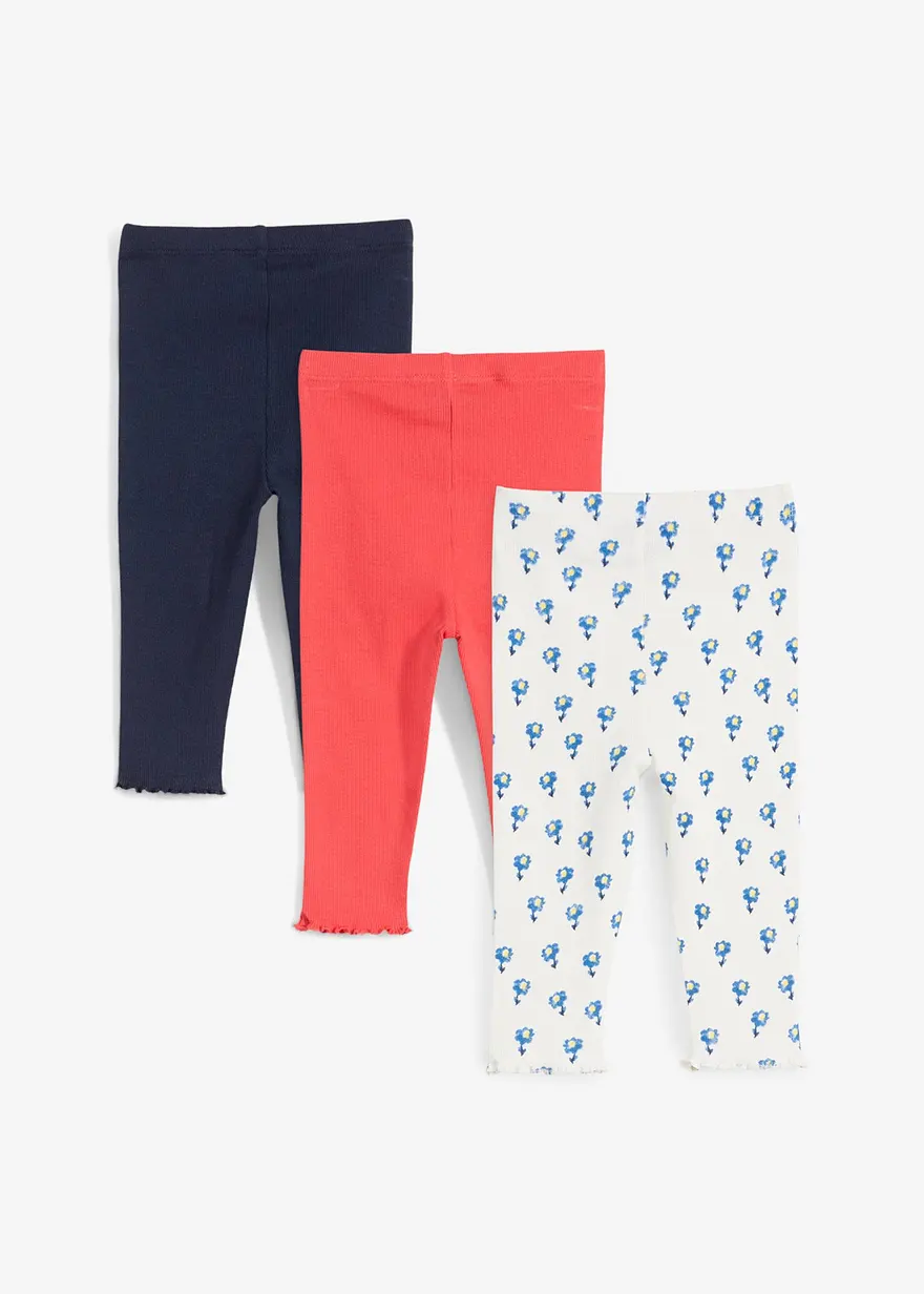 Gerippte Leggings aus Bio-Baumwolle (3er Pack)