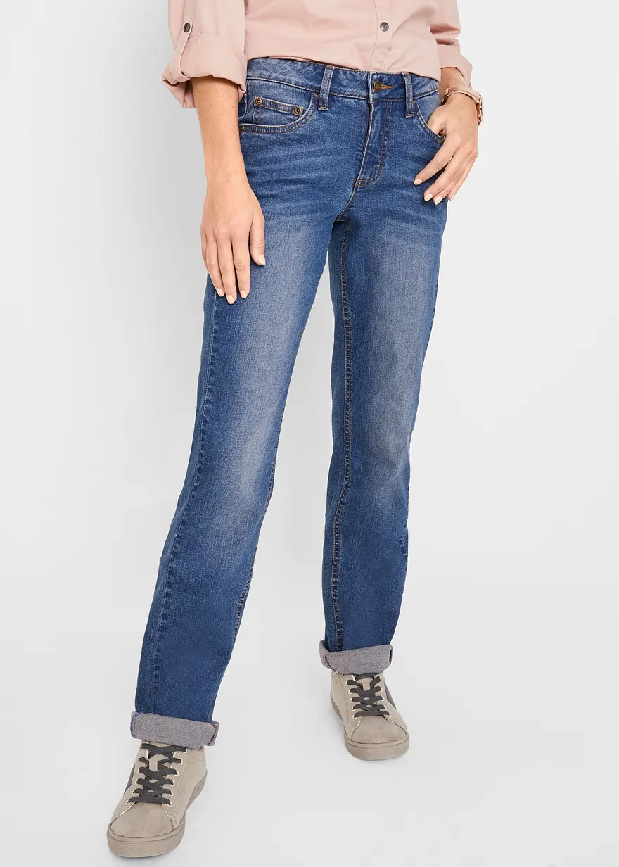 Straight-Jeans Mid Waist, Stretch