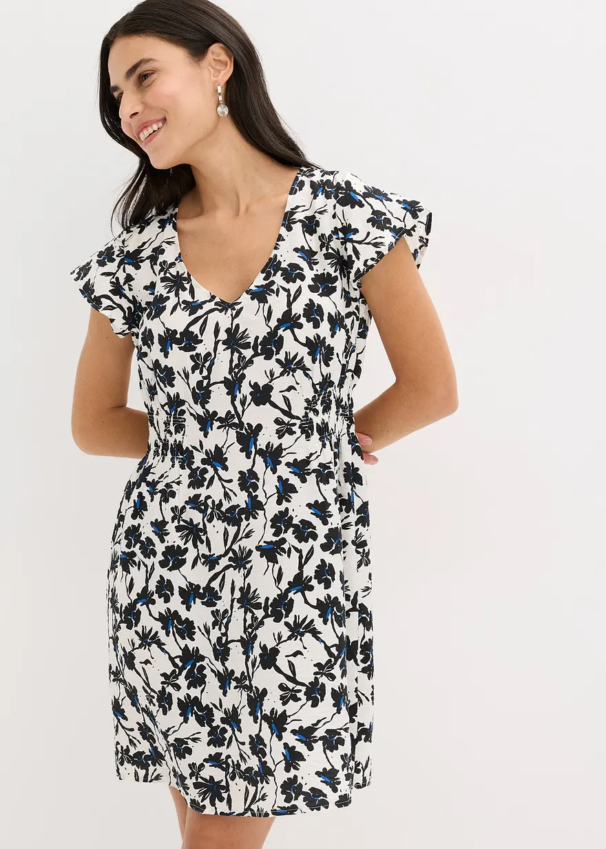 Kleid mit Flügelärmeln aus strukturiertem Material