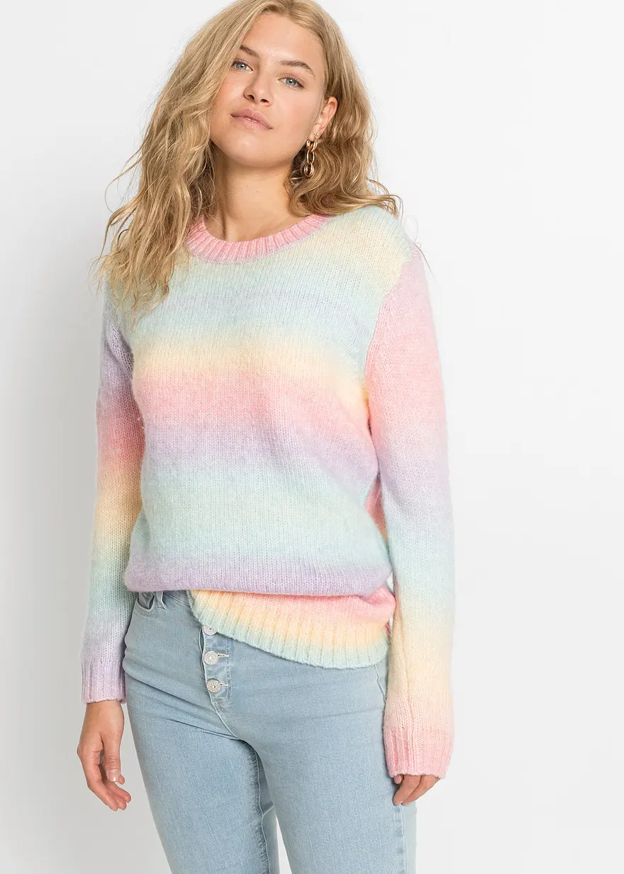 Grobstrick-Pullover aus weichem Woll-Mix
