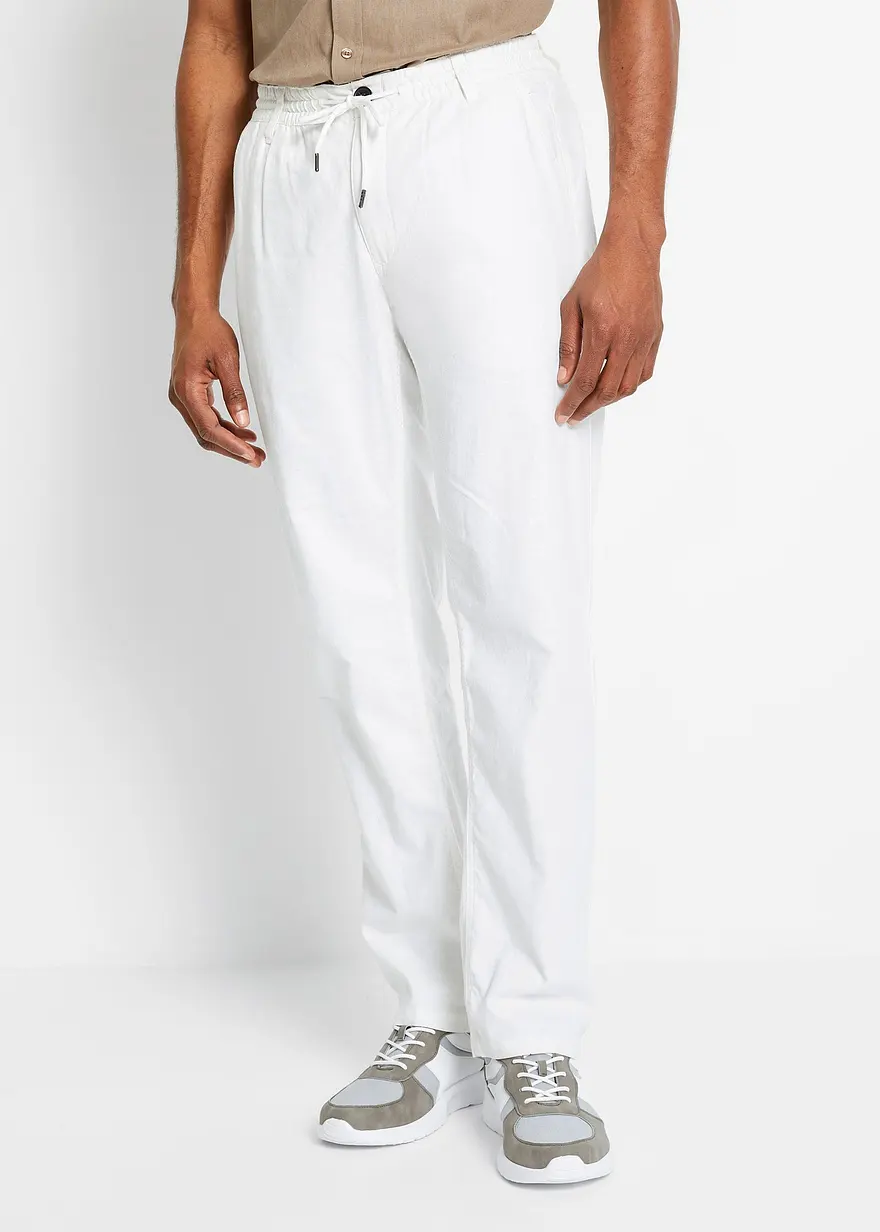 Relaxed Fit Schlupf-Hose mit Leinen, Straight
