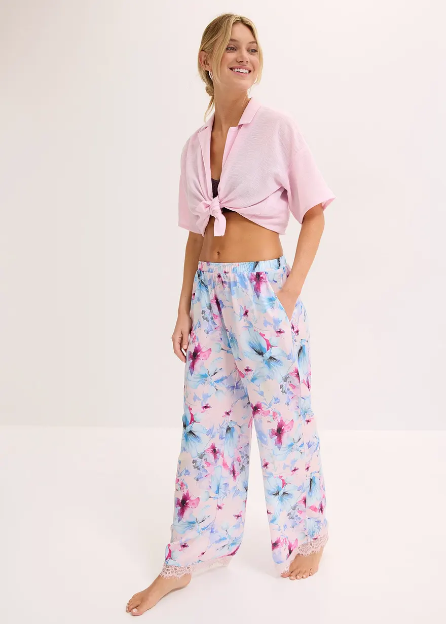 Lange Pyjamahose aus glänzendem Satin
