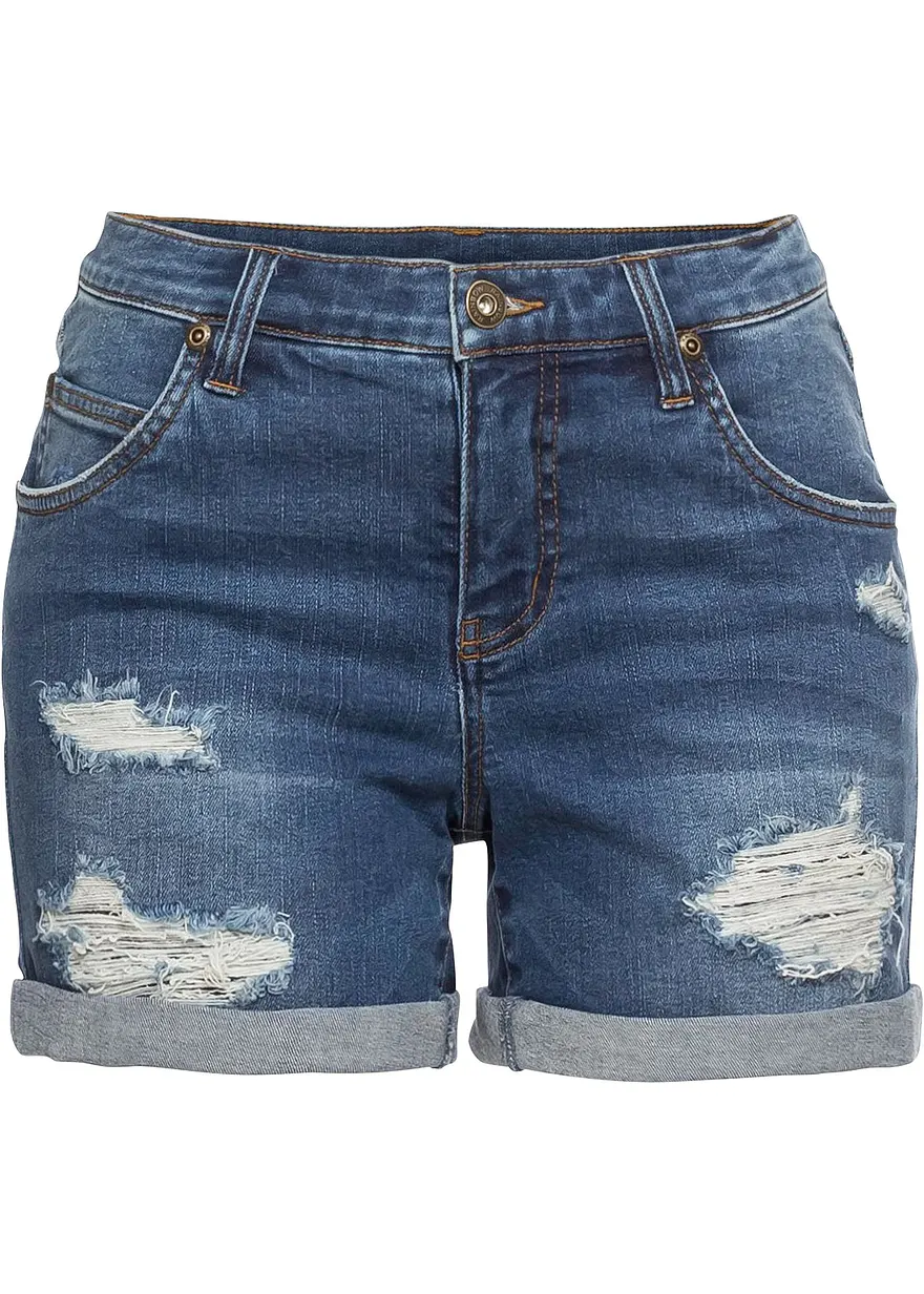 Jeansshorts Mid Waist mit Destroy- Effekten