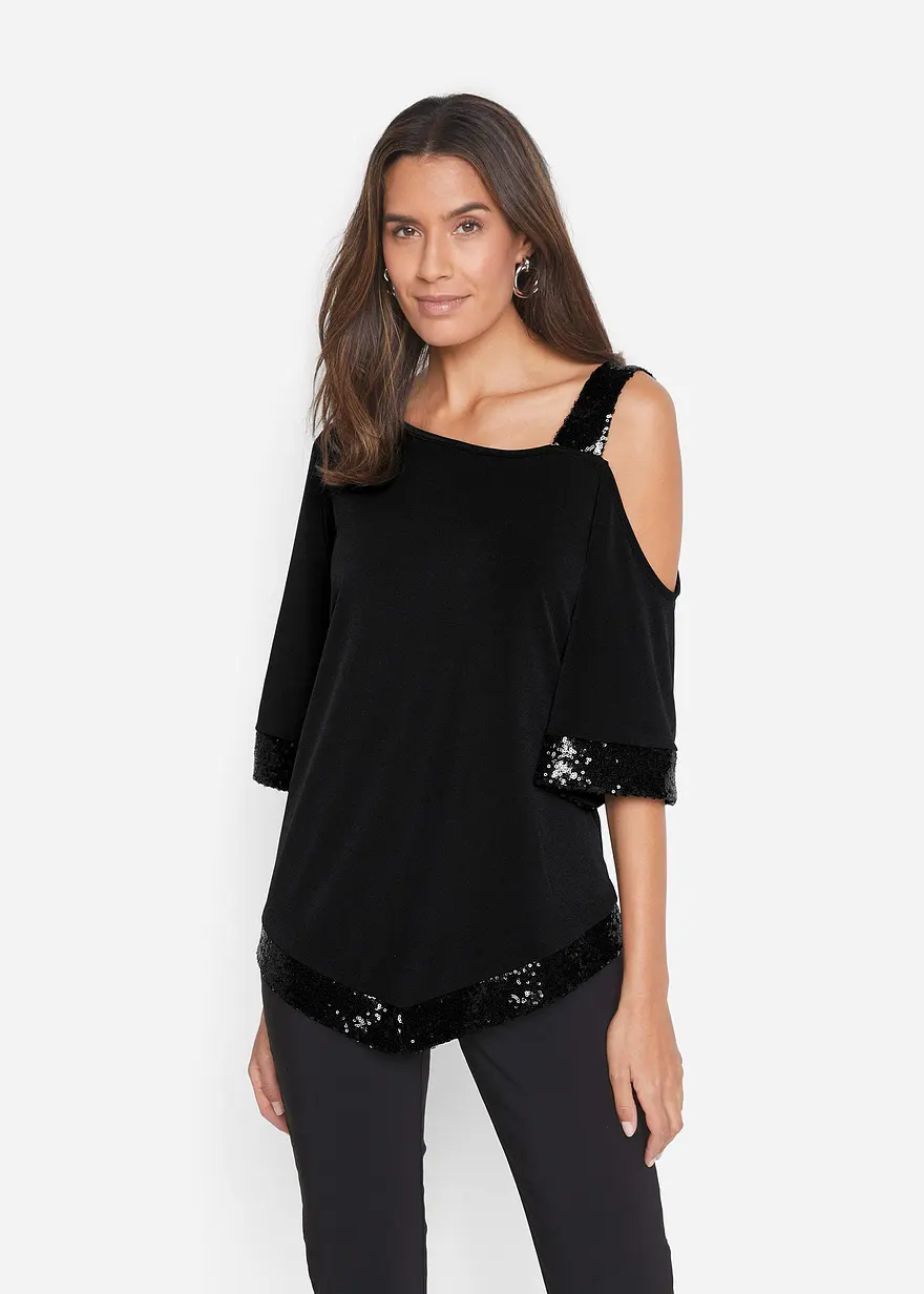 Tunika-Shirt mit Pailletten