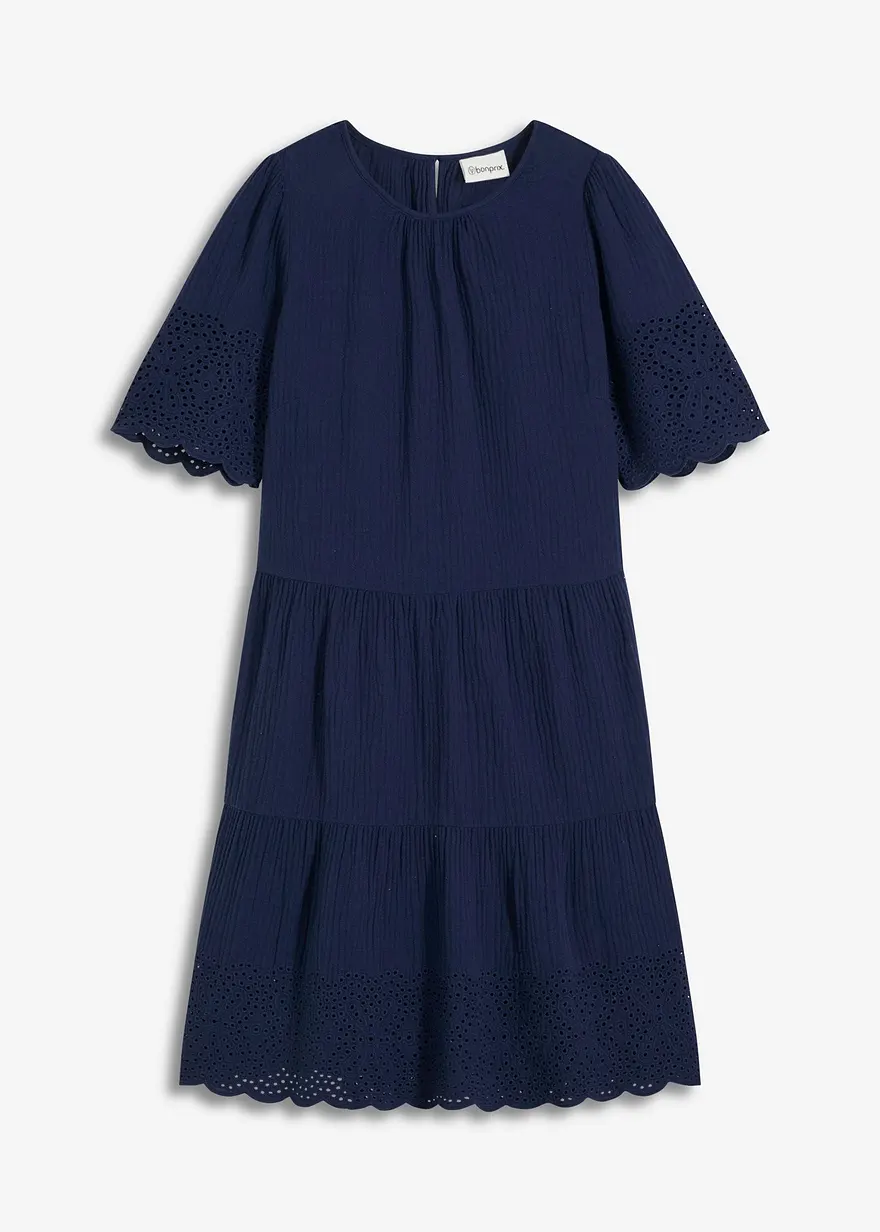 Kleid aus Musselin mit Lochstickerei