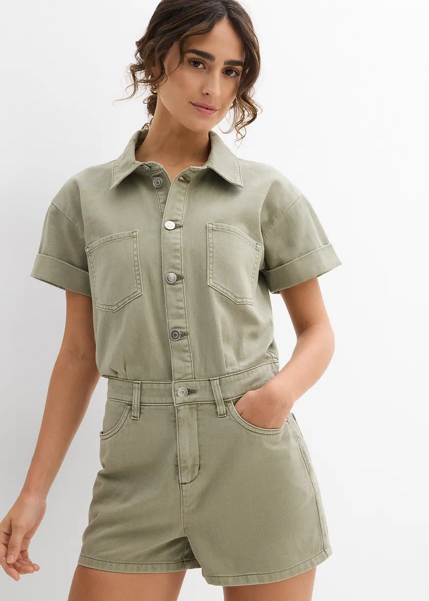 Kurzer Overall aus reiner Baumwolle