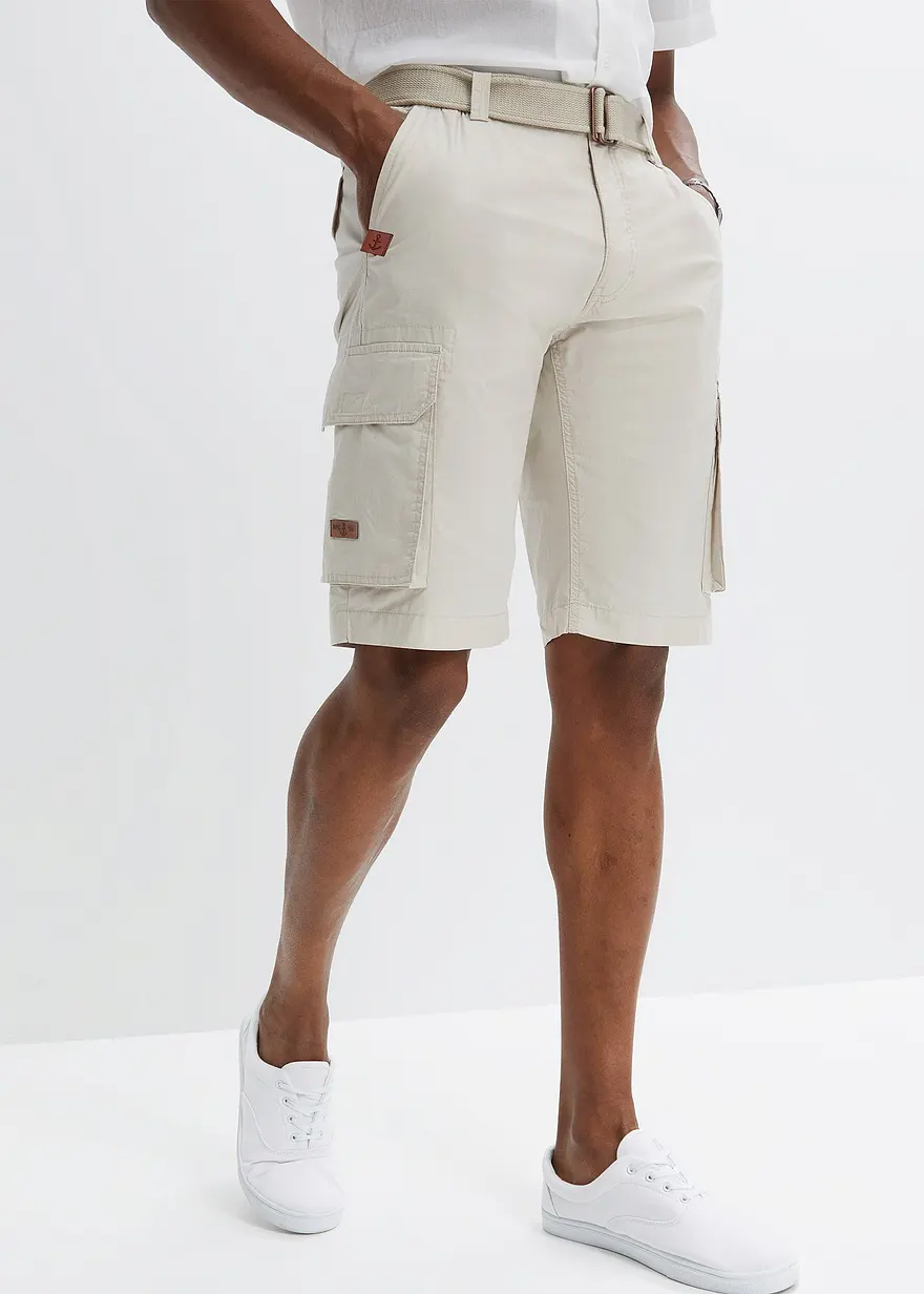 Cargo-Bermuda mit Komfortbund und Gürtel, Regular Fit