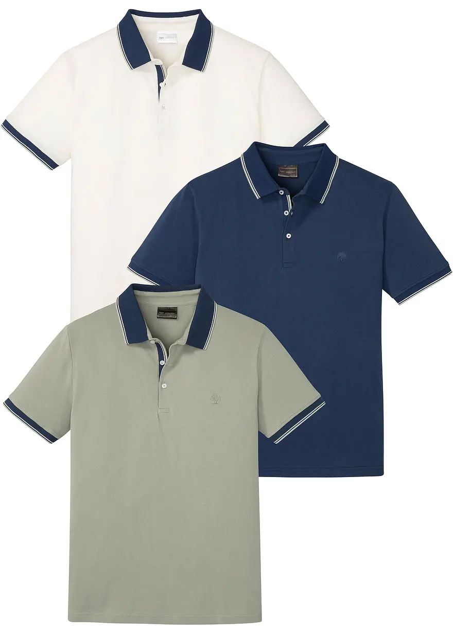 Piqué-Poloshirt (3er Pack) aus reiner Baumwolle