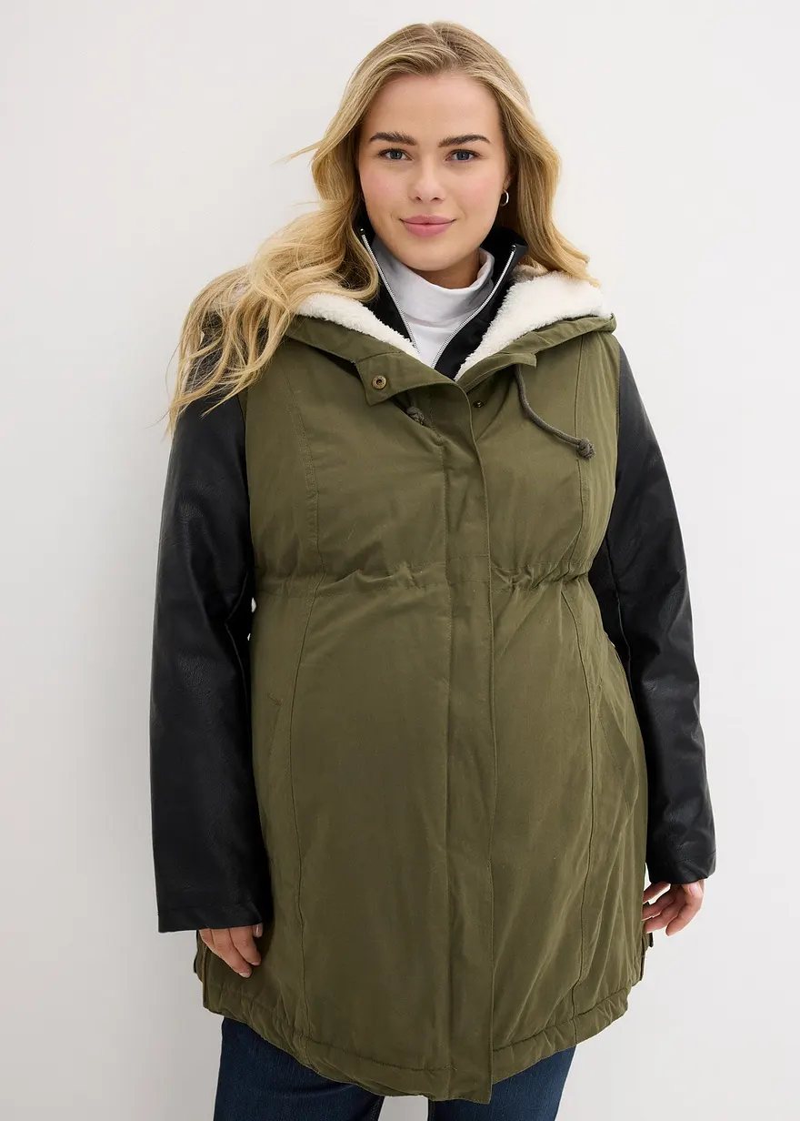 3-in-1 Umstands- und Tragejacke mit Teddyfutter