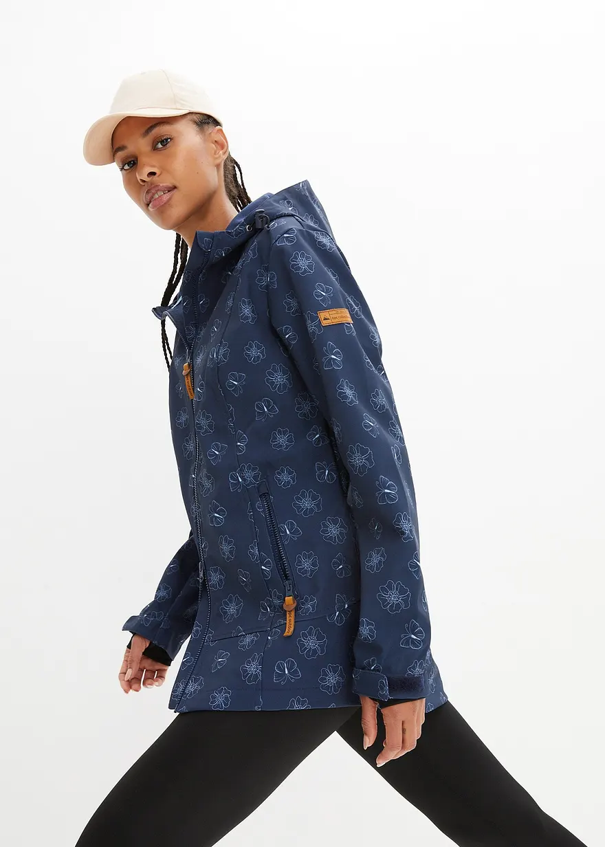 Wasserabweisende Softshelljacke mit Blumenmuster