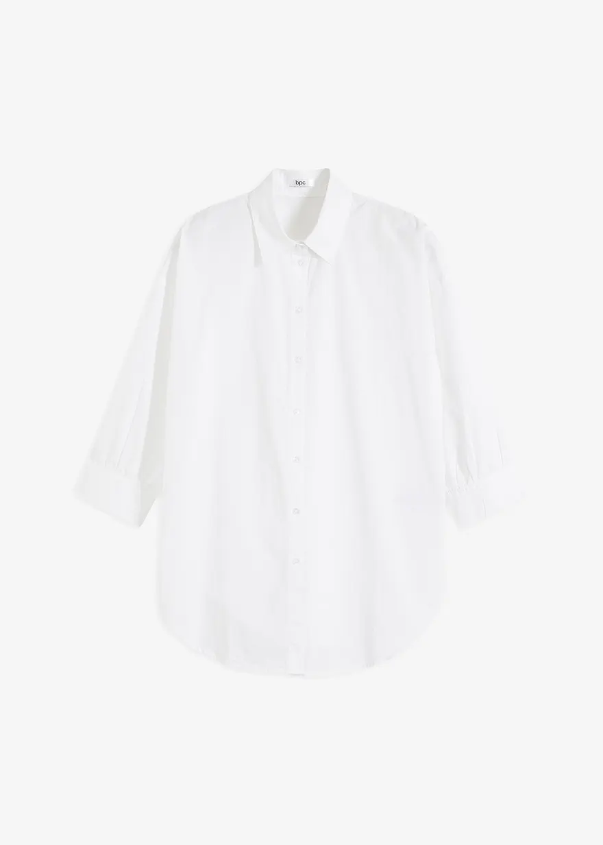 Oversize-Hemd aus Baumwolle mit 3/4 Arm