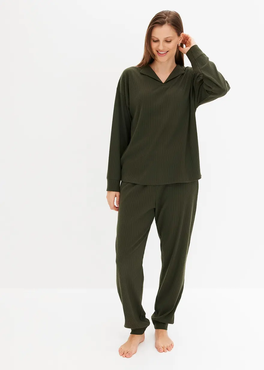 Oversized Loungewear Hausanzug aus weicher Rippe