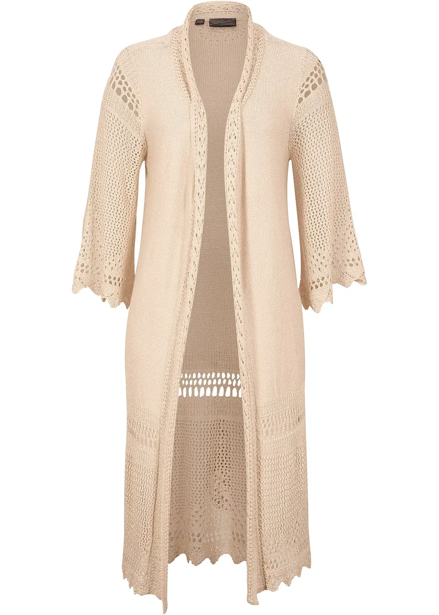 Ajour-Longstrickjacke