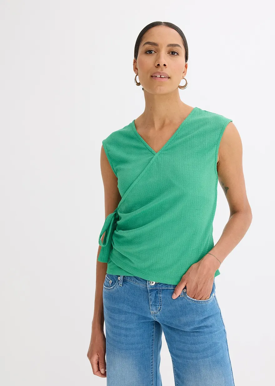 Jerseycrepe-Shirt in Wickeloptik