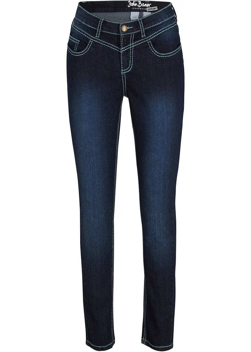 Slim Jeans Mid Waist, Kontrastnähte