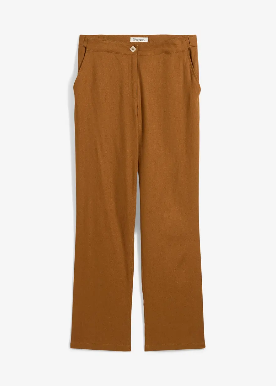 High-Waist-Hose aus Leinen-Viskose-Mix
