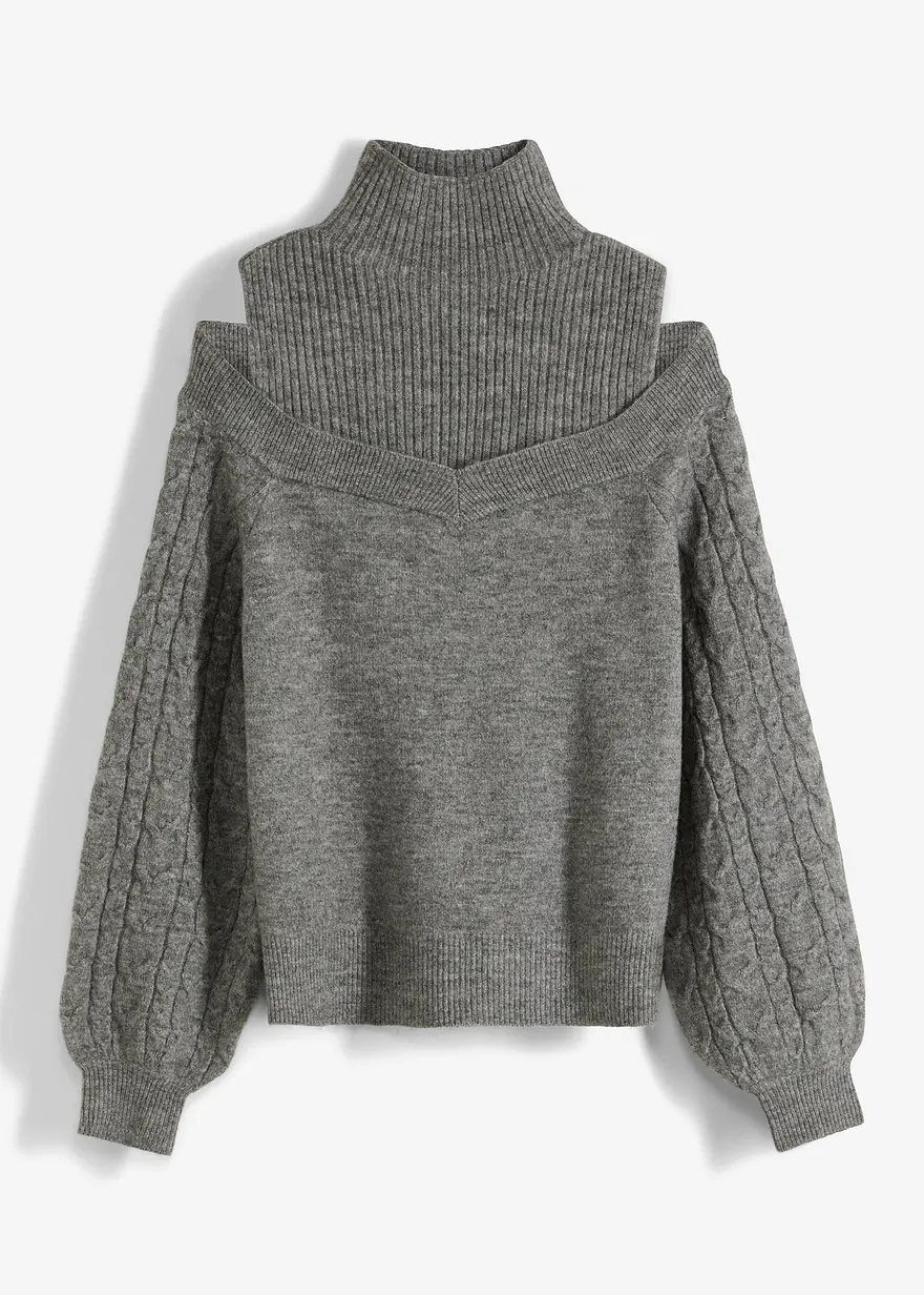 Grobstrick-Pullover schulterfrei