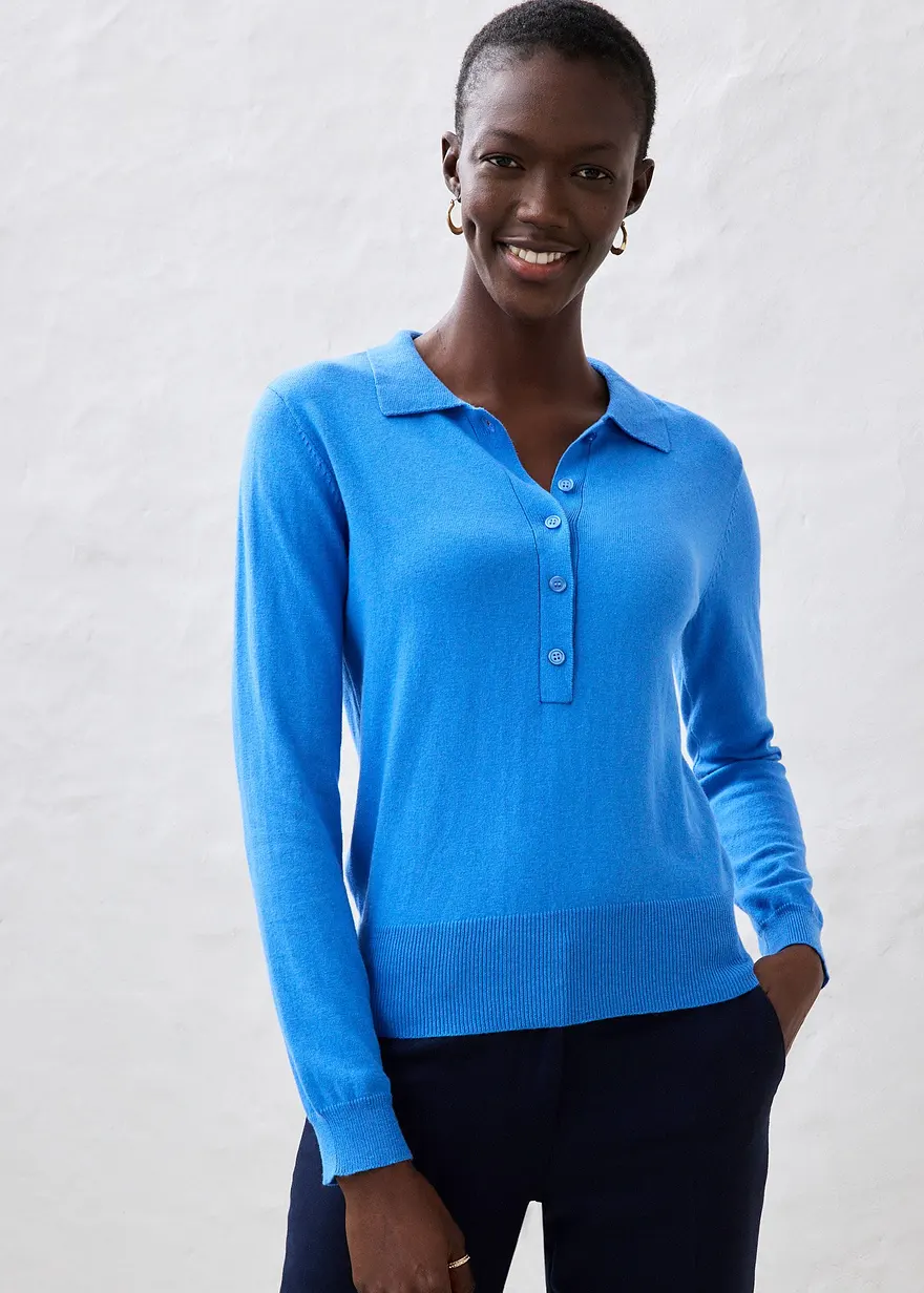 Polo-Pullover mit Seidenanteil