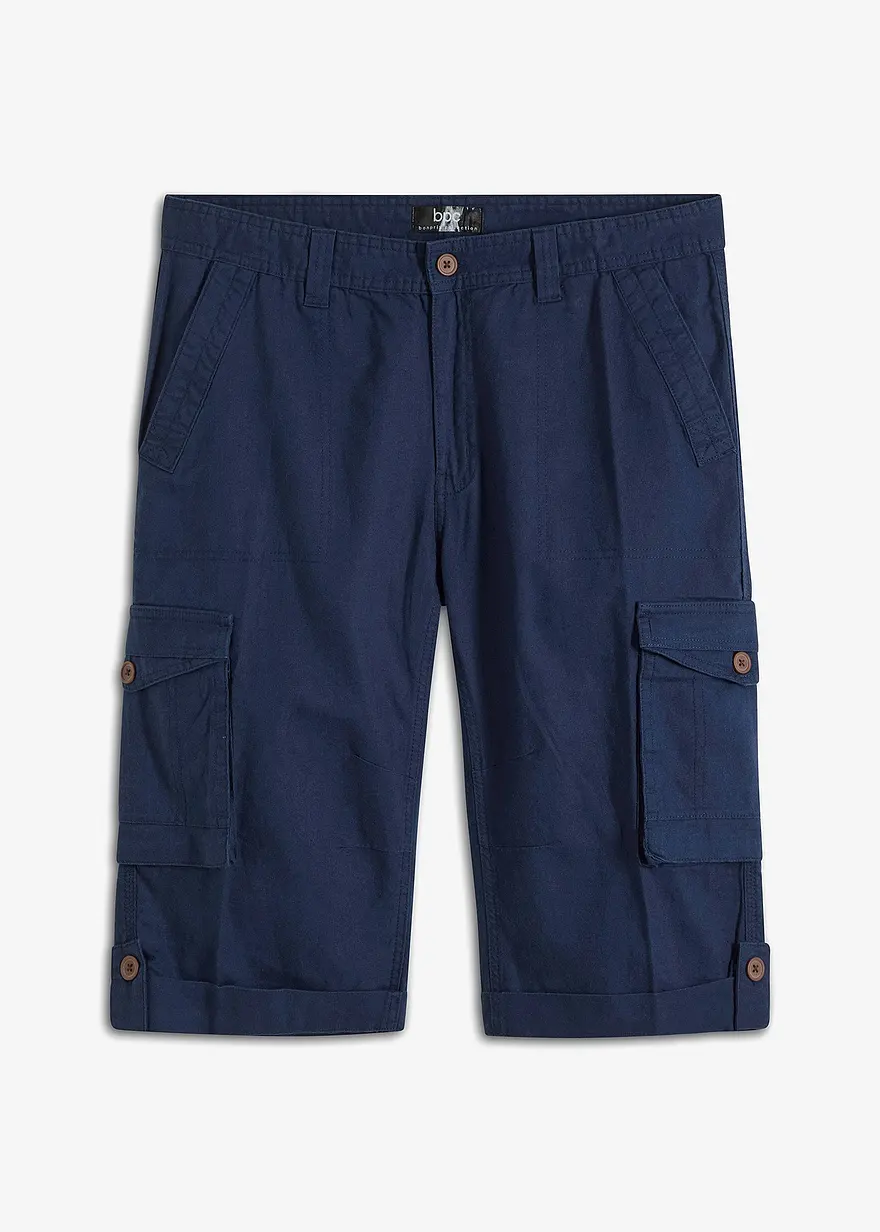 Regular Fit Cargo-Long-Bermuda mit Leinen