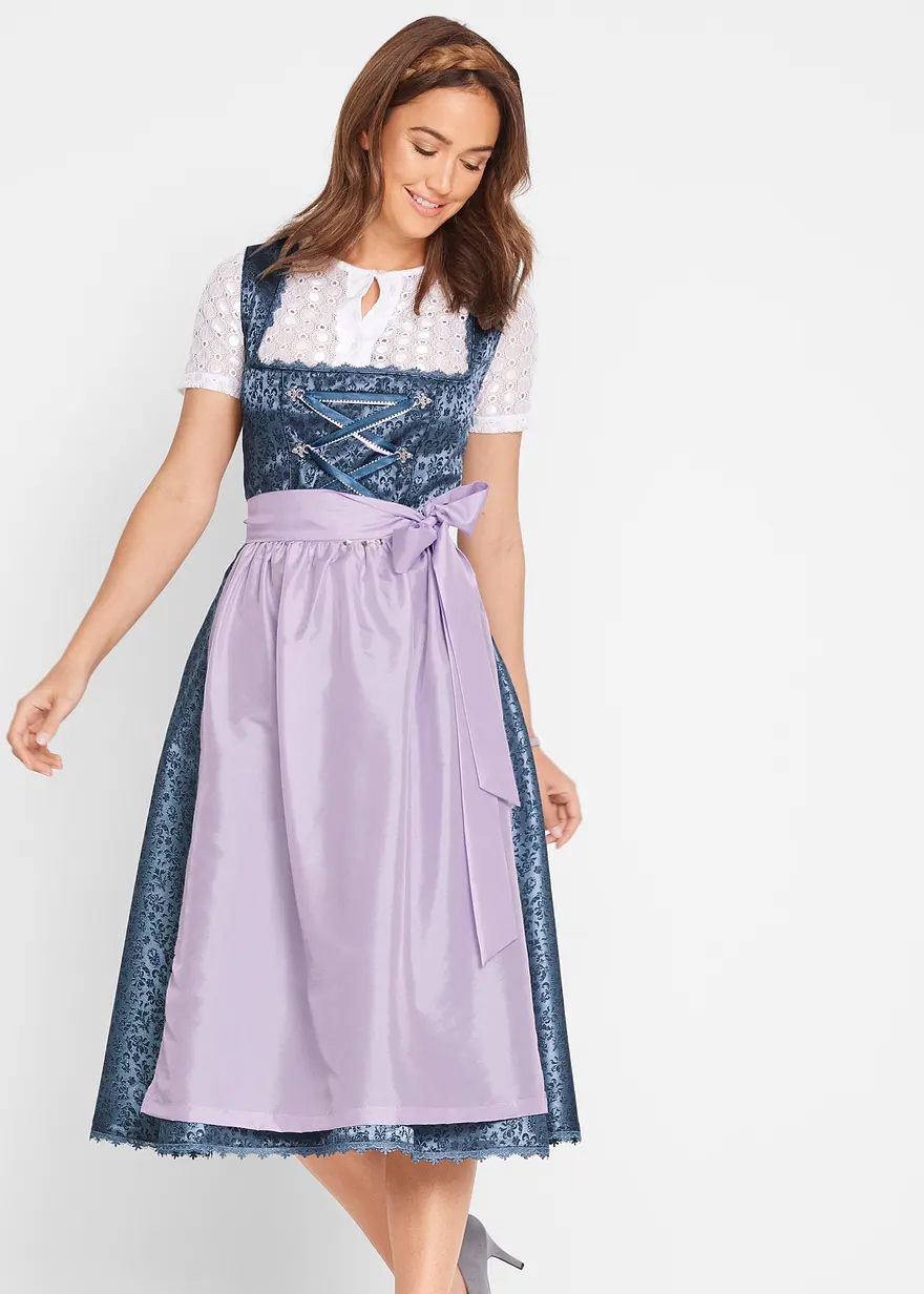 Dirndl mit Schürze in Midilänge (2-tlg. Set)