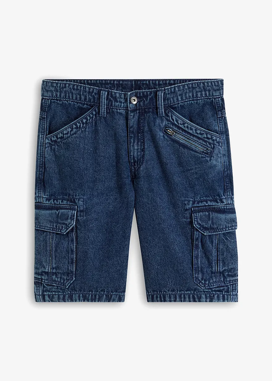 Cargo-Jeans-Bermuda aus Bio Baumwolle, Relaxed Fit
