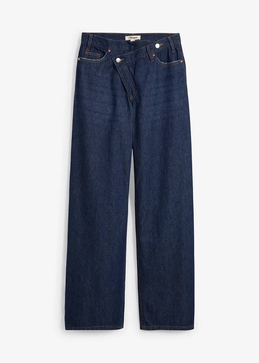 Wide-Leg-Jeans Mid Waist, Low Stretch