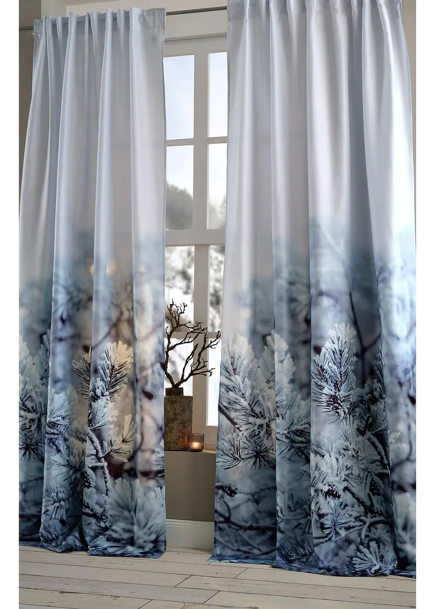 Vorhang mit recyceltem Polyester mit Wintermotiv (1er Pack)