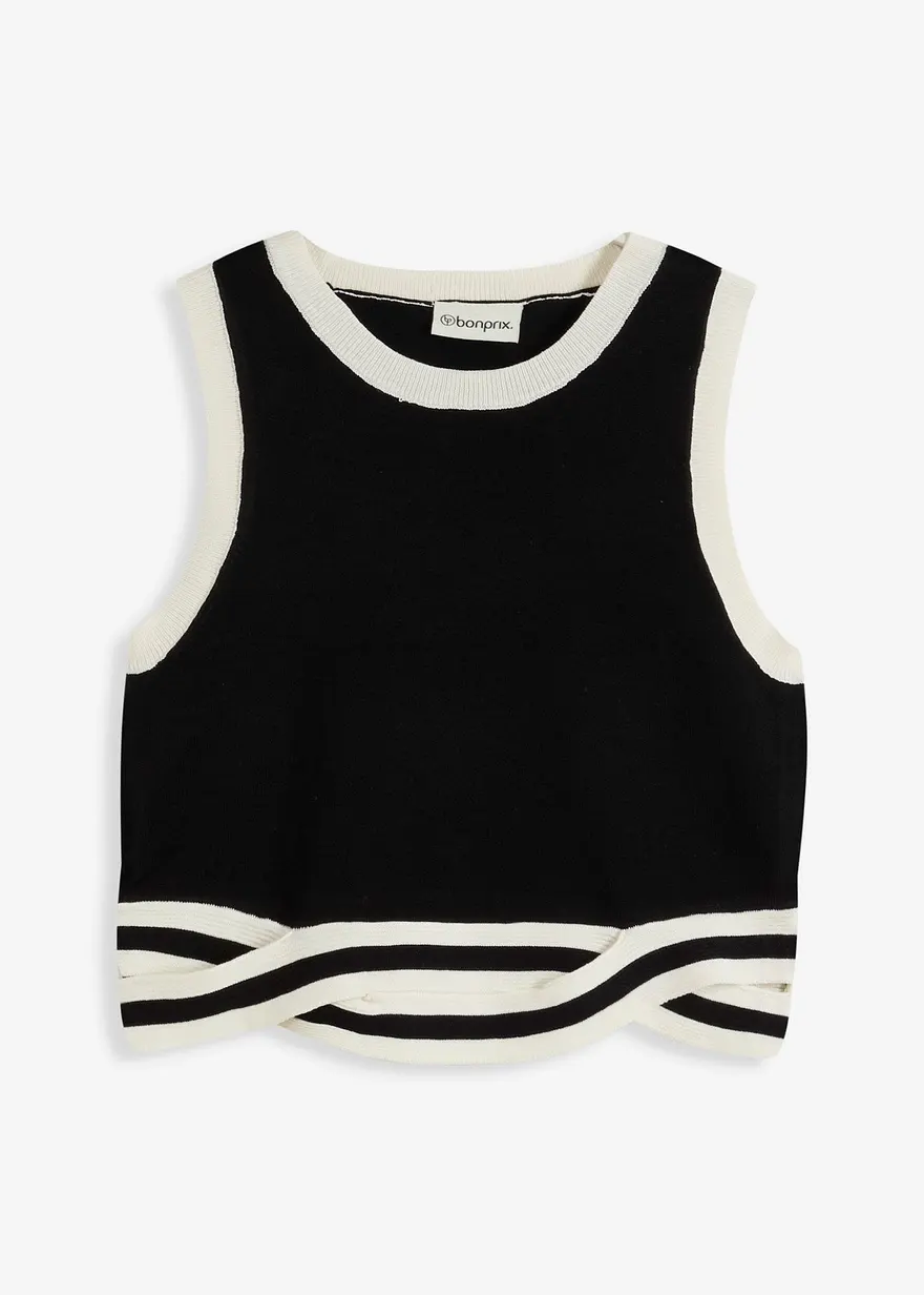 Cropped Strick-Top mit gewistetem Saum