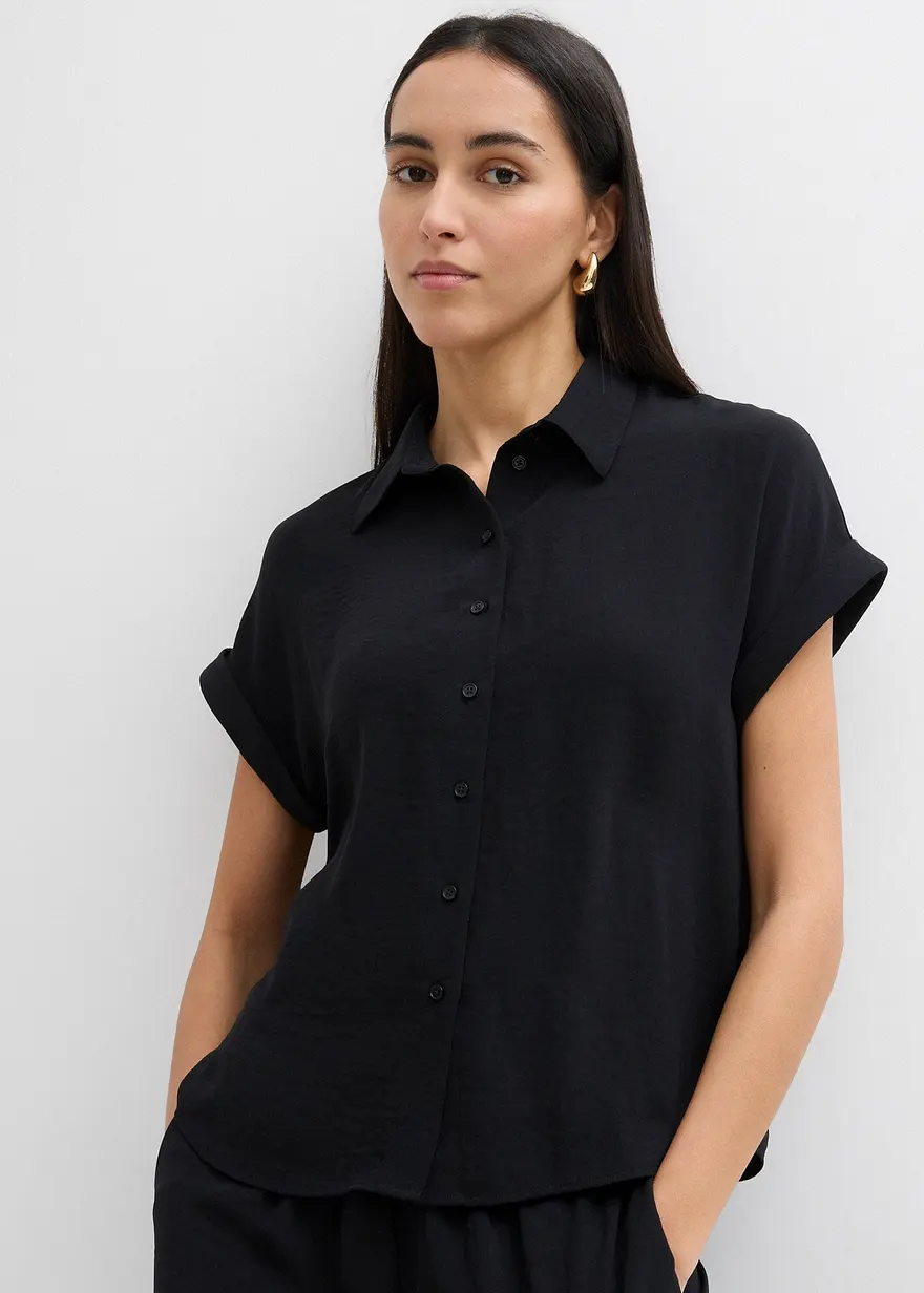 Oversized Bluse aus strukturiertem Crêpe