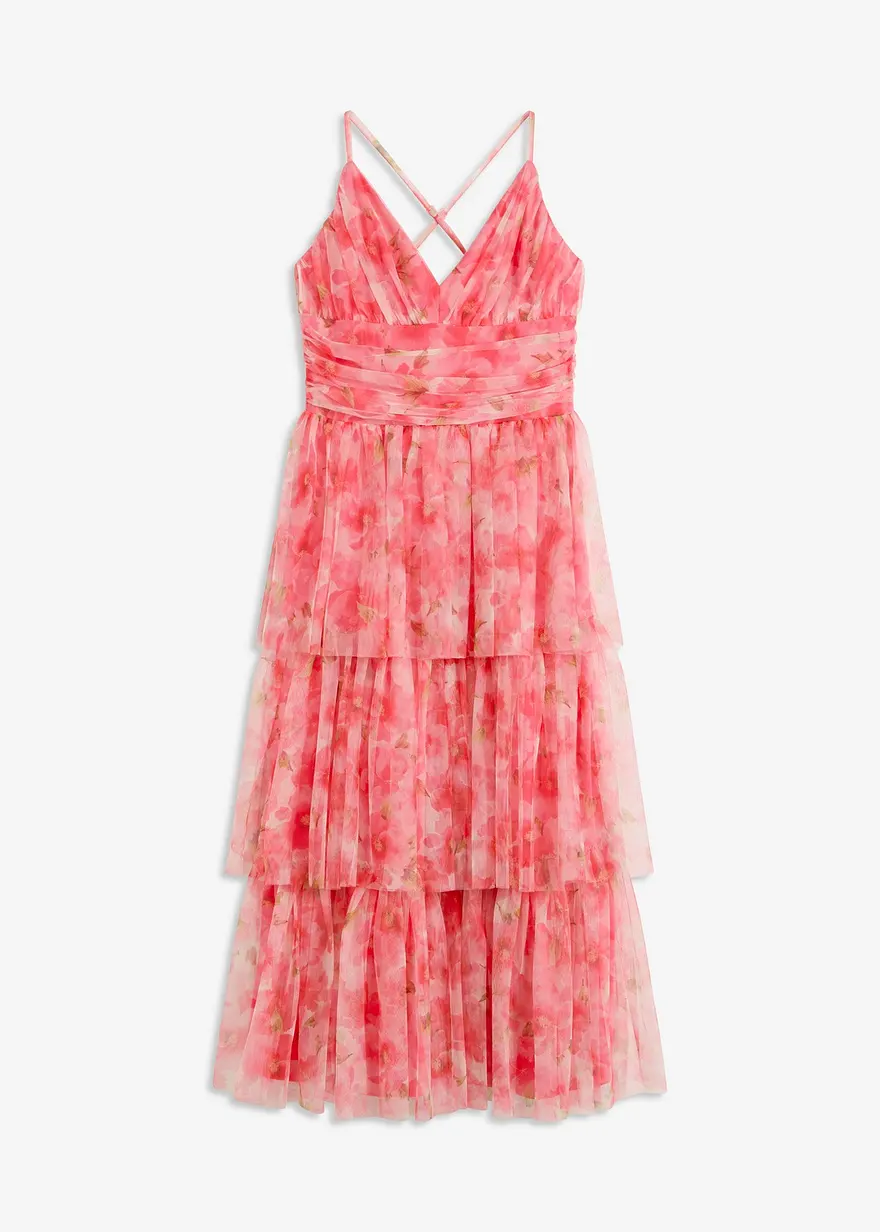 Midikleid aus feinem Tüll mit Volants