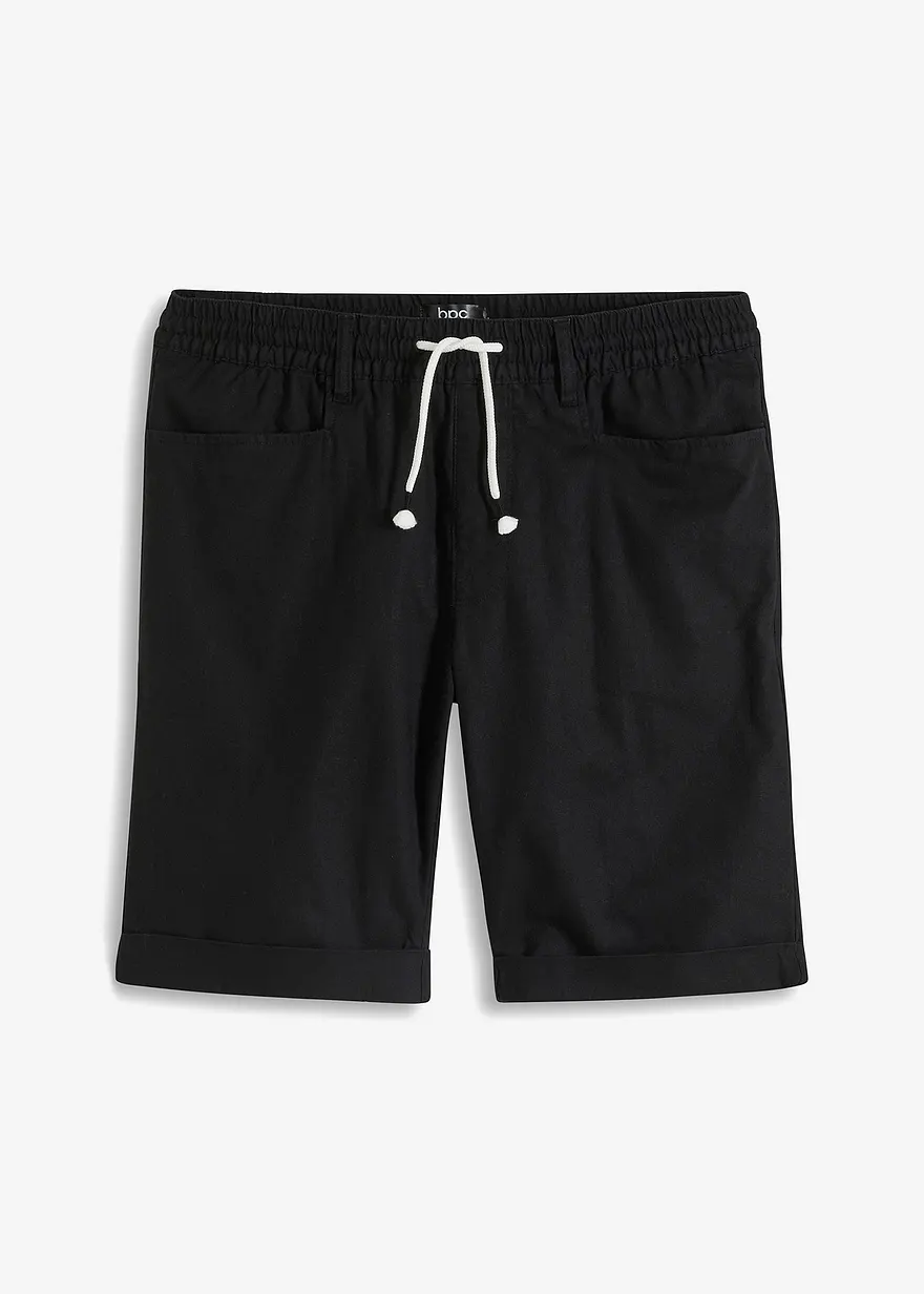 Regular Fit Schlupf-Bermuda aus Leinen-Mix